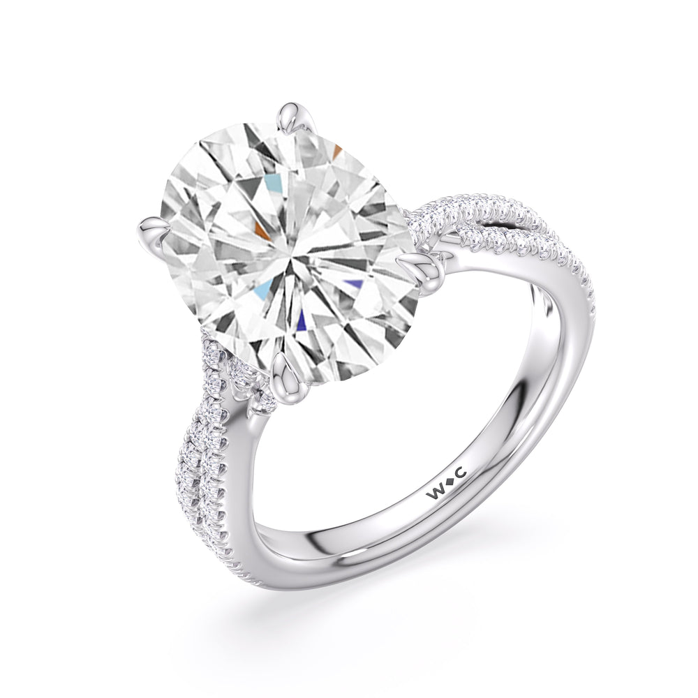 Oval Cut Elegance Twisted Pave Engagement Ring with Lab Grown Diamond in 14KT Platinum view 5
