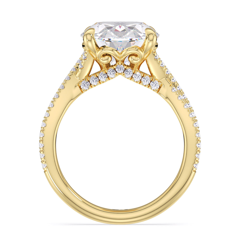 Oval Cut Elegance Twisted Pave Engagement Ring with Lab Grown Diamond in 14KT Yellow Gold view 4
