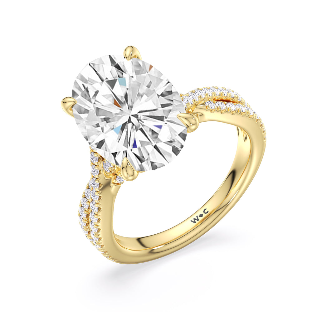 Oval Cut Elegance Twisted Pave Engagement Ring with Lab Grown Diamond in 14KT Yellow Gold view 5
