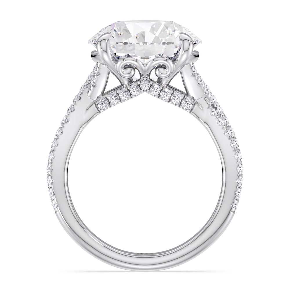 Round Cut Elegance Twisted Pave Engagement Ring with Lab Grown Diamond in 14KT Platinum view 4
