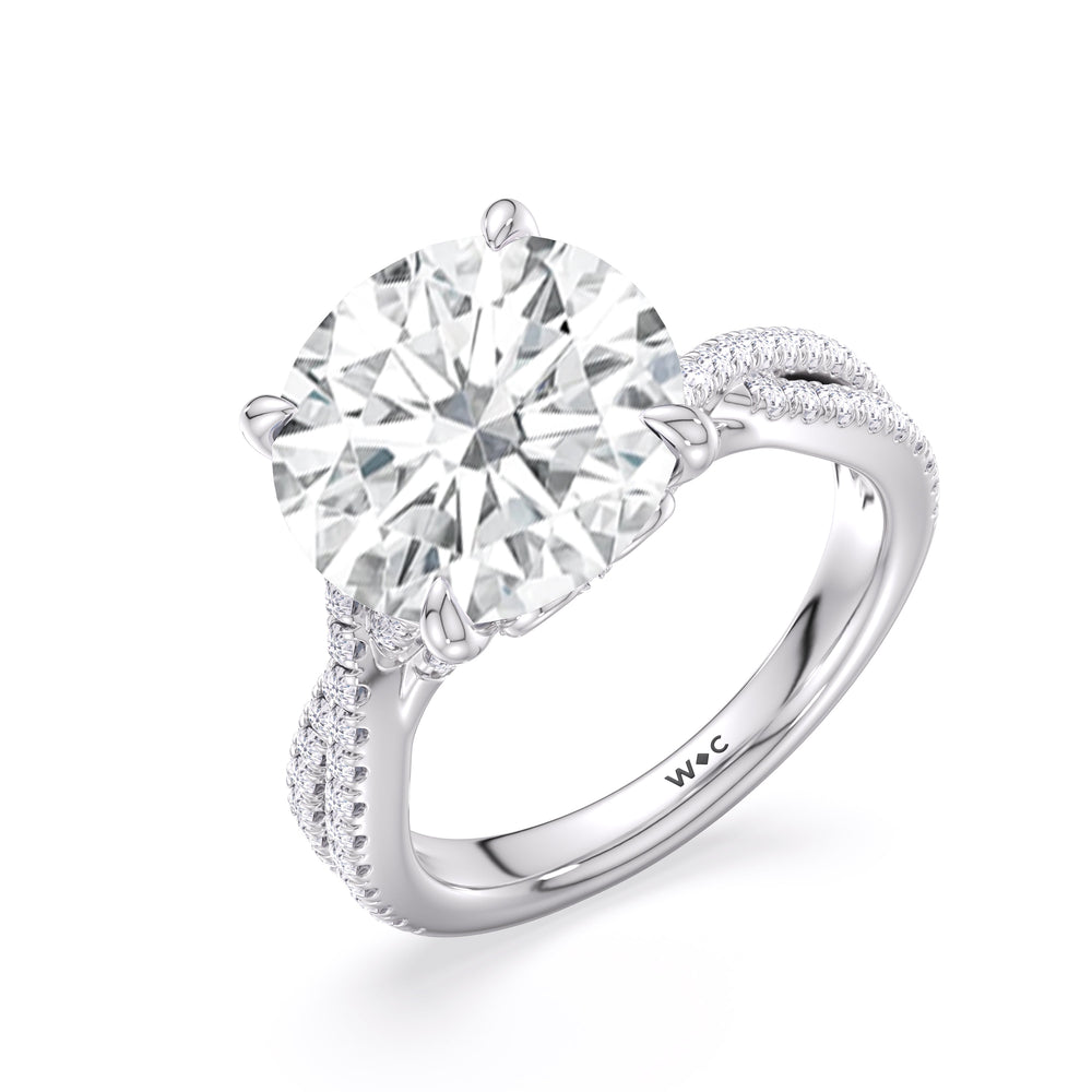 Round Cut Elegance Twisted Pave Engagement Ring with Lab Grown Diamond in 14KT Platinum view 5
