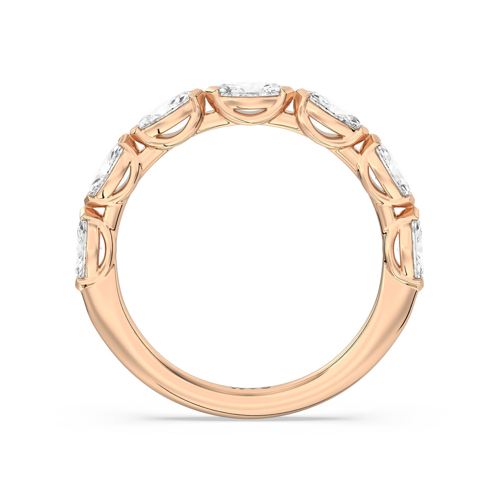 Elegance Marquise Accent Studded Diamond Wedding Band with 18KT Rose Gold Cut Diamond in 14KT Rose Gold view 2
