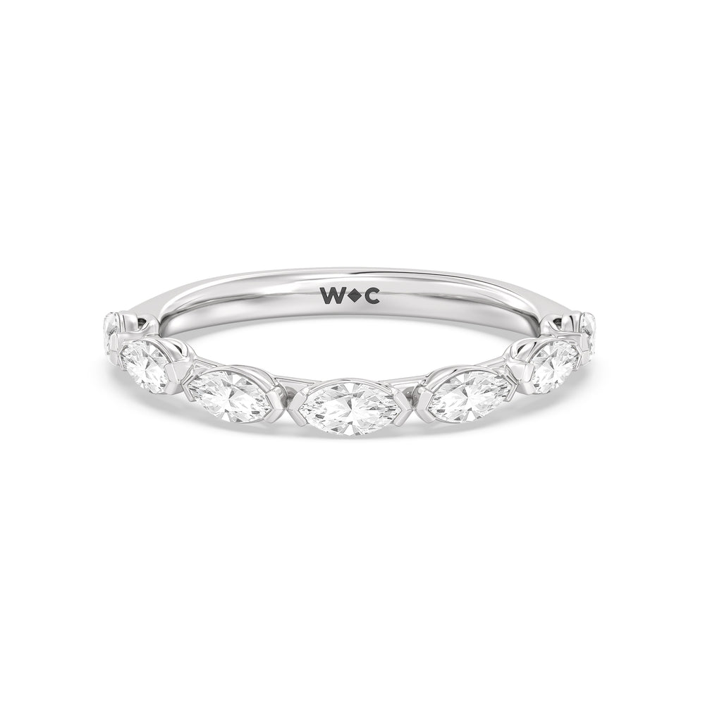 Elegance Marquise Accent Studded Diamond Wedding Band with Platinum Cut Diamond in 14KT Platinum view 1
