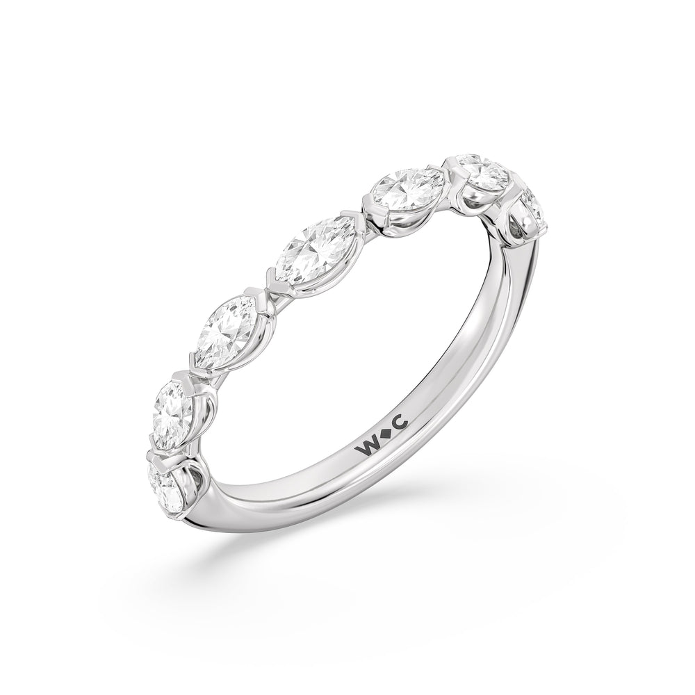 Elegance Marquise Accent Studded Diamond Wedding Band with Platinum Cut Diamond in 14KT Platinum view 4
