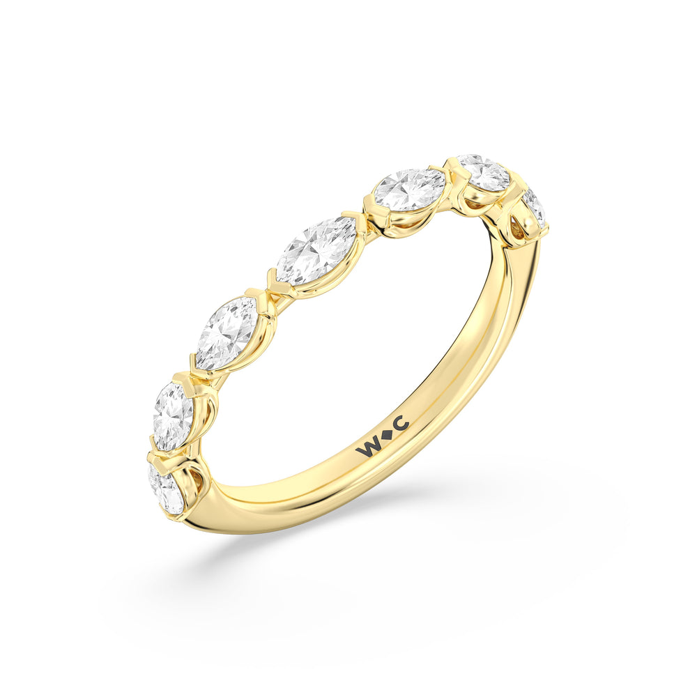 Elegance Marquise Accent Studded Diamond Wedding Band with 18KT Yellow Gold Cut Diamond in 14KT Yellow Gold view 4
