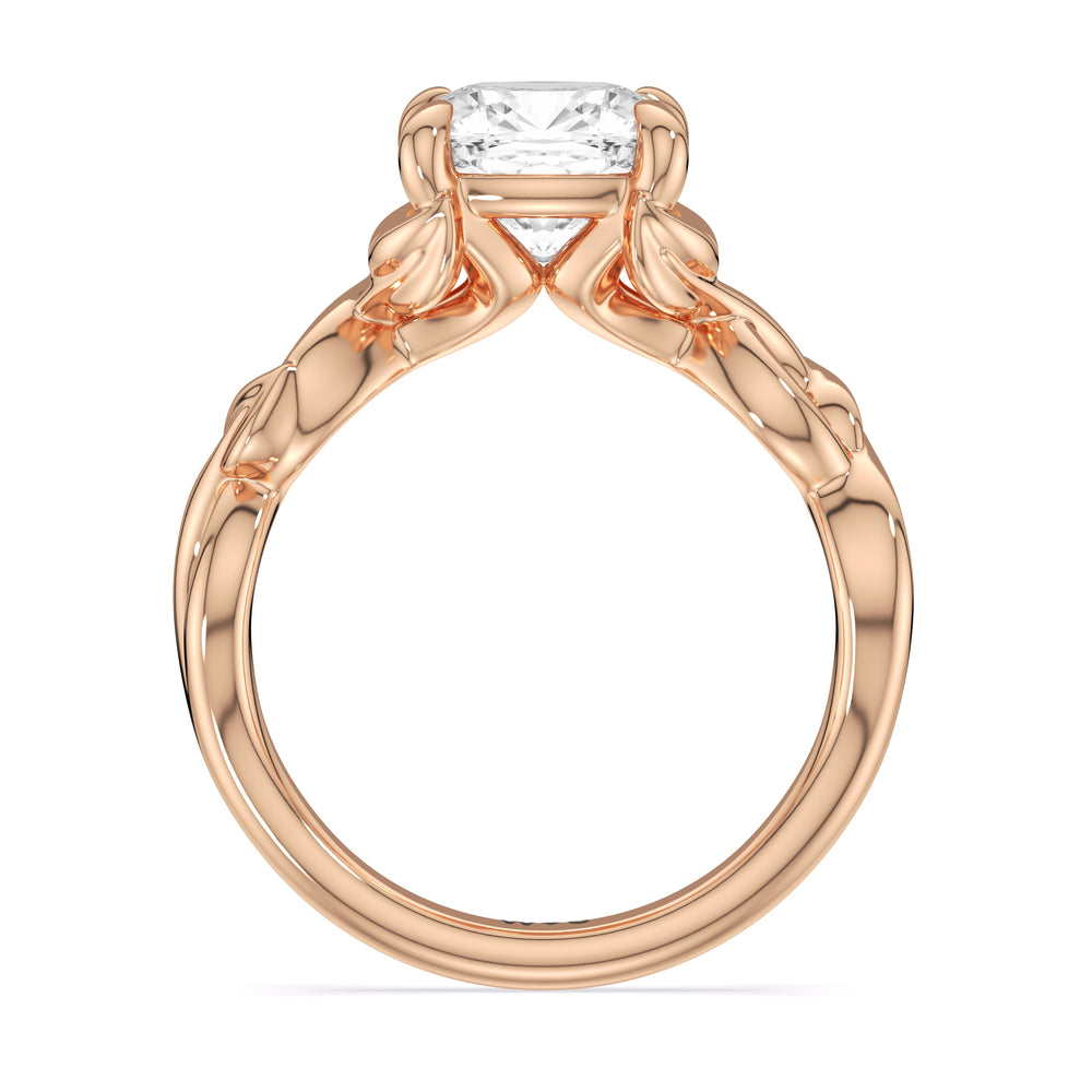 Whispering Vine Solitaire Engagement Ring with Cushion Cut Diamond in 14KT Rose Gold view 2
