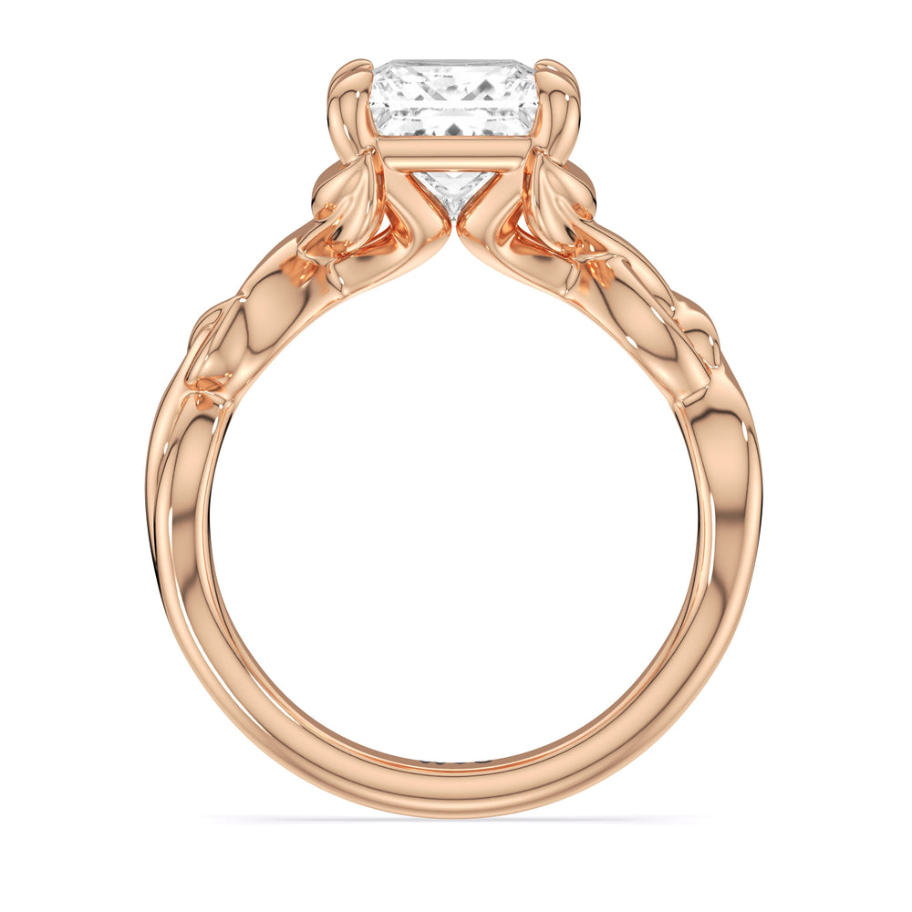 Whispering Vine Solitaire Engagement Ring with Princess Cut Diamond in 14KT Rose Gold view 2
