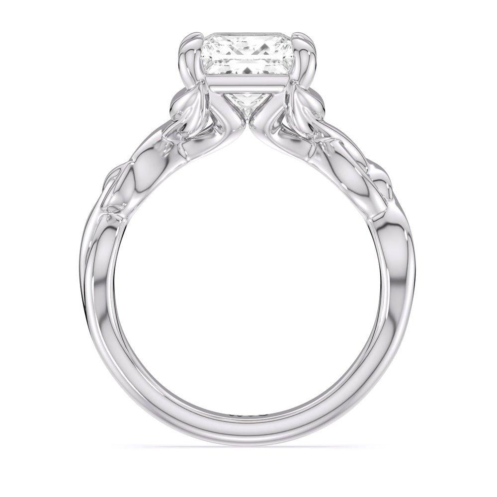 Whispering Vine Solitaire Engagement Ring with Princess Cut Diamond in 14KT Platinum view 2
