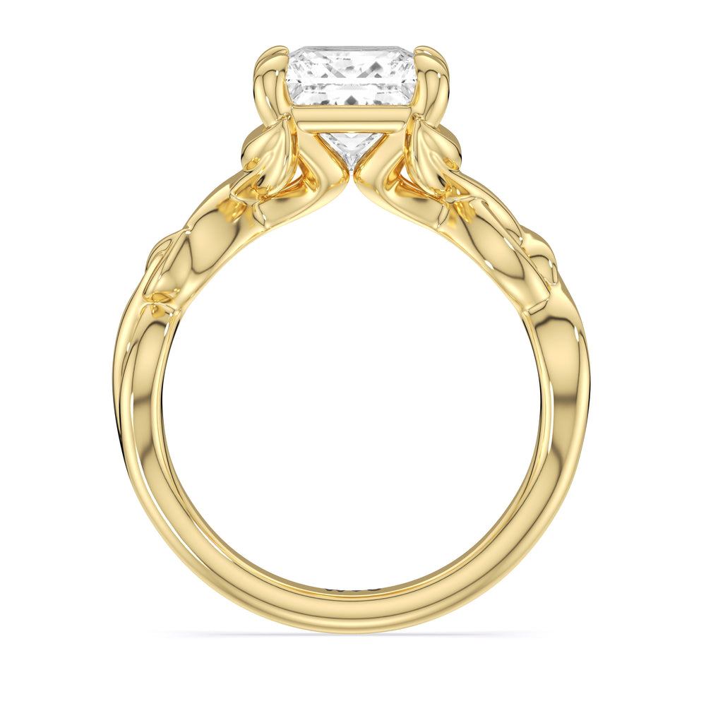 Whispering Vine Solitaire Engagement Ring with Princess Cut Diamond in 14KT Yellow Gold view 2
