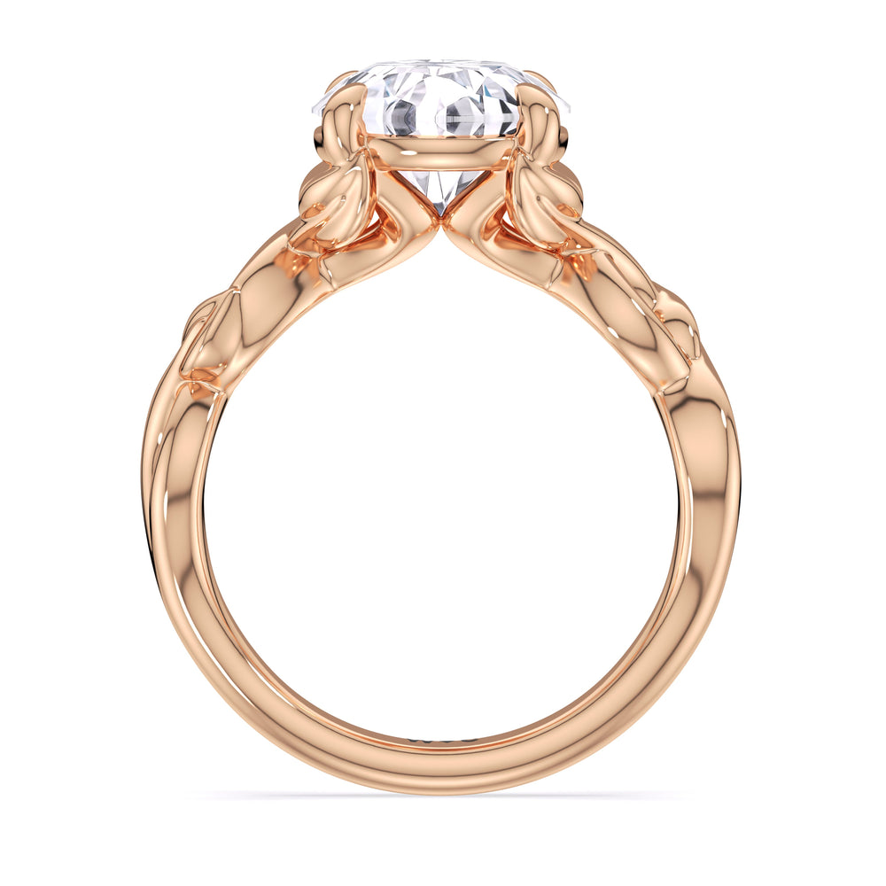 Whispering Vine Solitaire Engagement Ring with Round Cut Diamond in 14KT Rose Gold view 2

