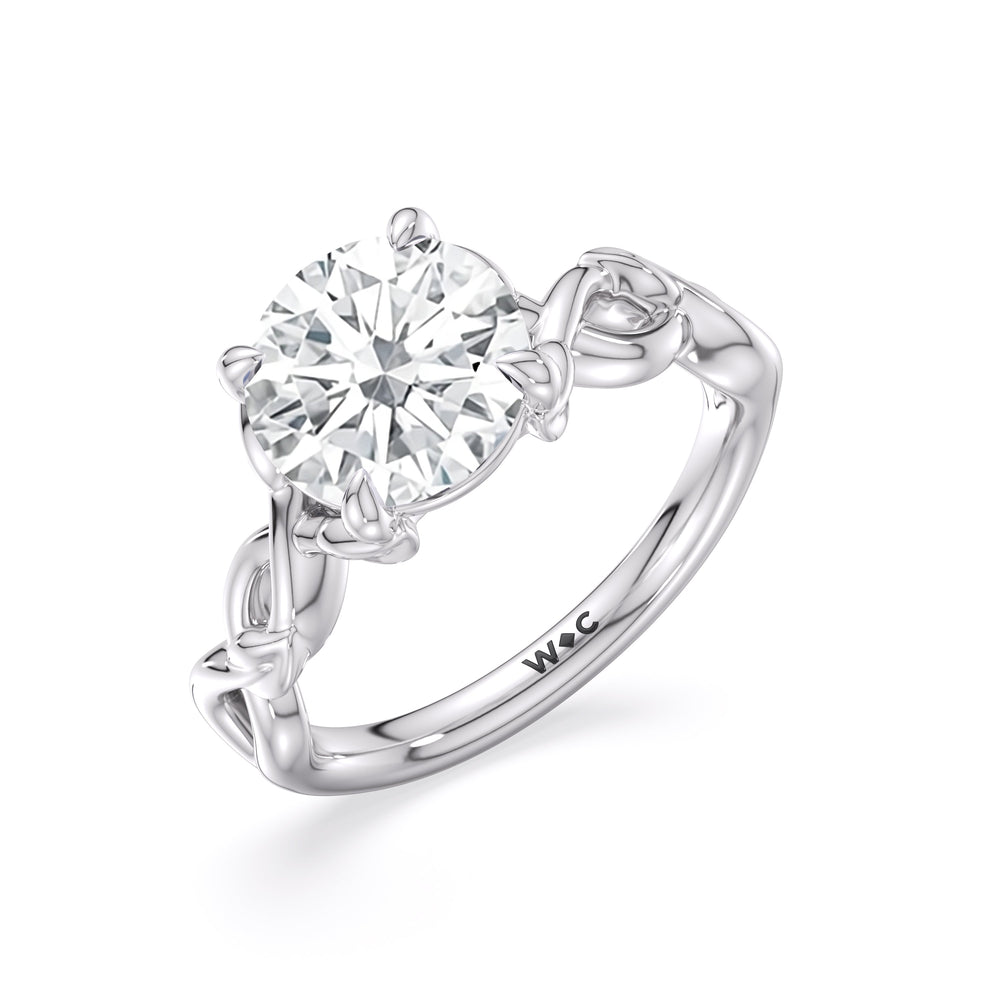 Whispering Vine Solitaire Engagement Ring with Round Cut Diamond in 14KT Platinum view 3
