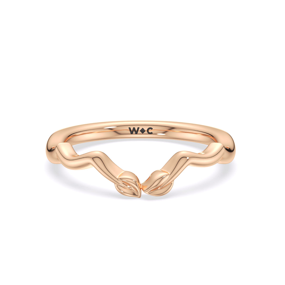 Whispering Vine Solitaire Wedding Band with 18KT Rose Gold Cut Diamond in 14KT Rose Gold view 1
