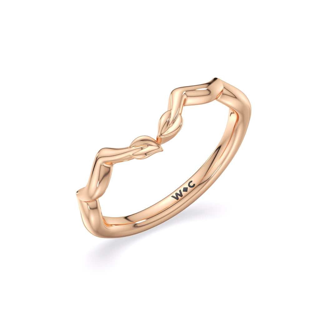 Whispering Vine Solitaire Wedding Band with 18KT Rose Gold Cut Diamond in 14KT Rose Gold view 4
