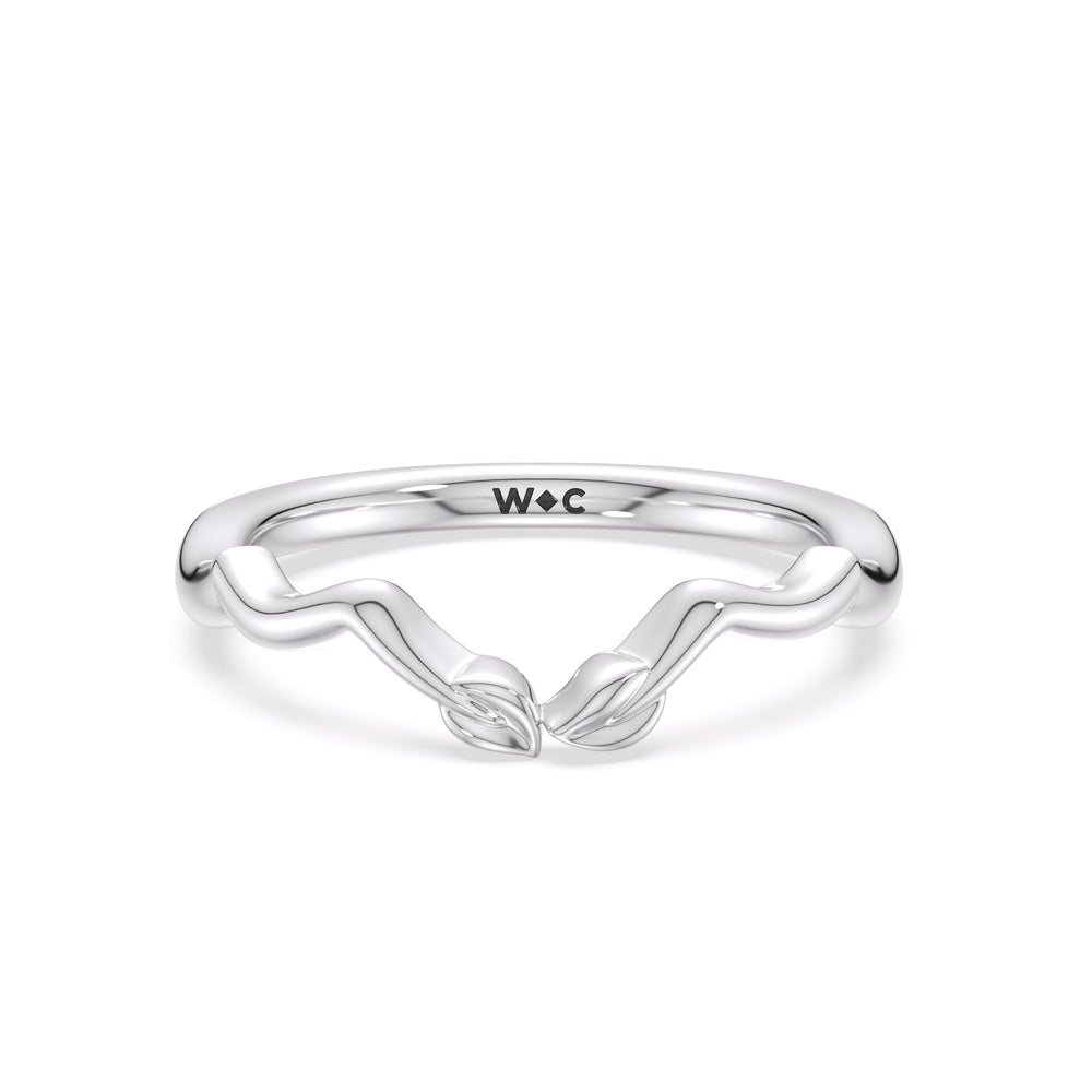 Whispering Vine Solitaire Wedding Band with Platinum Cut Diamond in 14KT Platinum view 1
