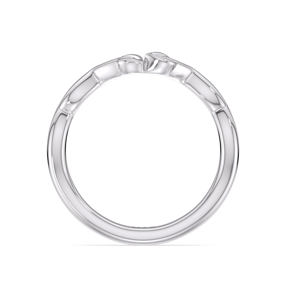 Whispering Vine Solitaire Wedding Band with Platinum Cut Diamond in 14KT Platinum view 2
