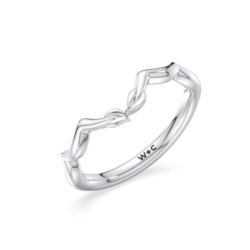 Whispering Vine Solitaire Wedding Band with Platinum Cut Diamond in 14KT Platinum view 4
