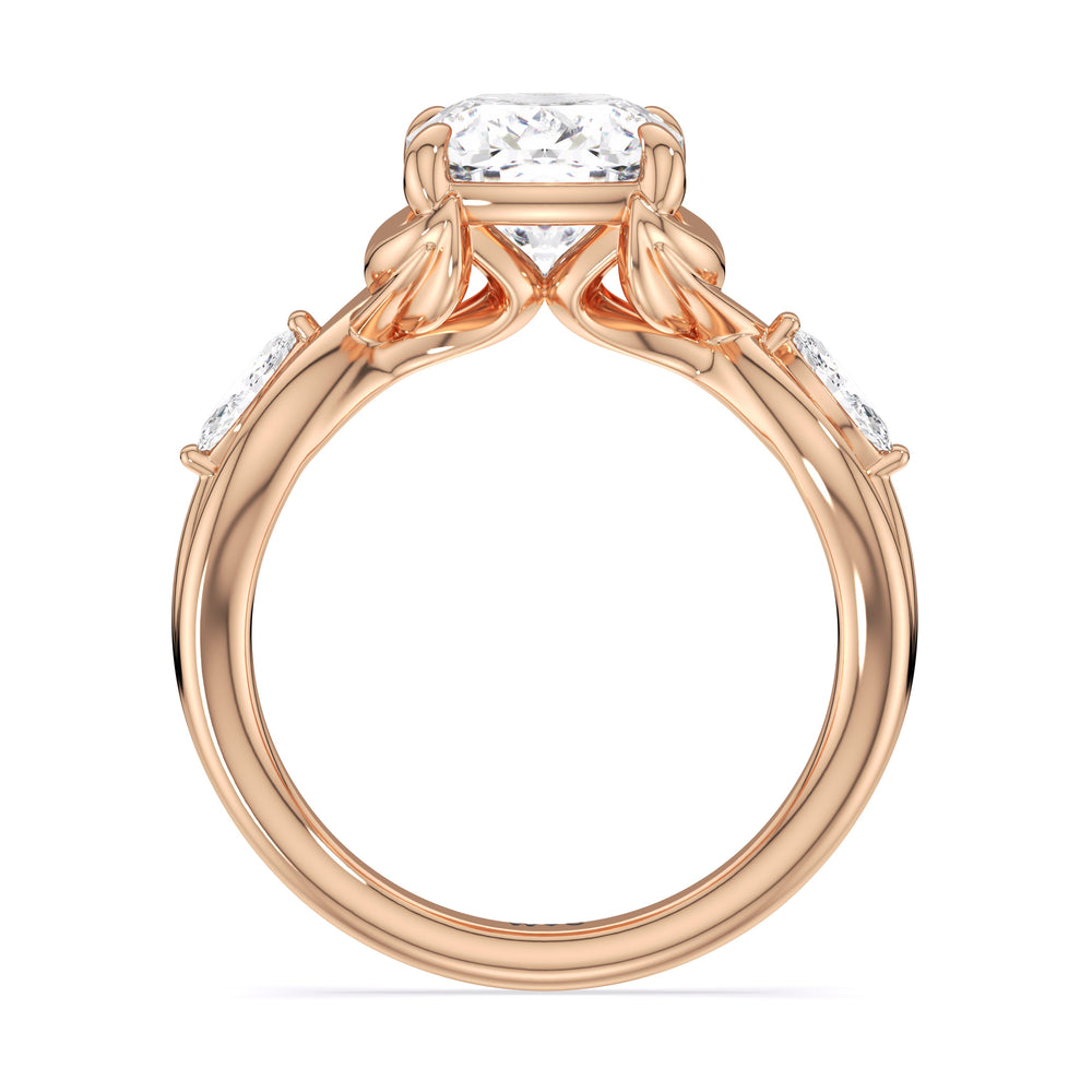 Cushion Cut Garden Vine Engagement Ring with Lab Grown Diamond in 14KT Rose Gold view 4
