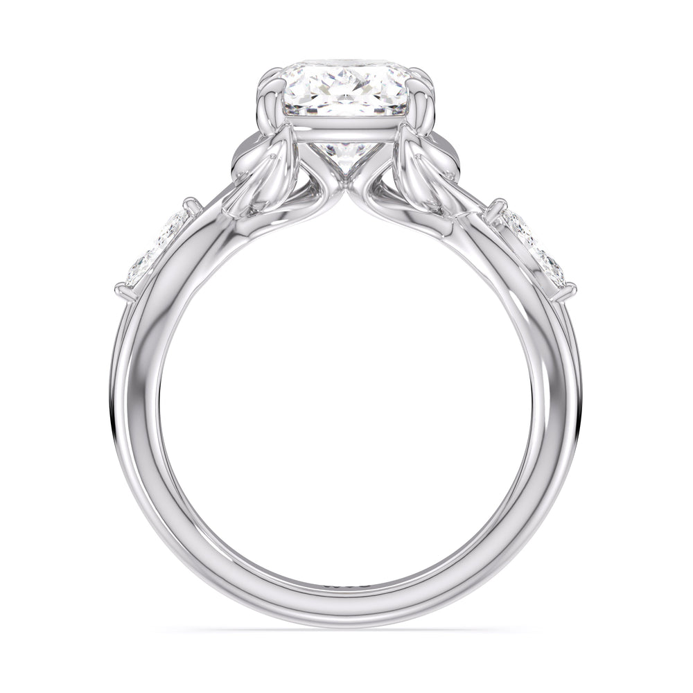 Cushion Cut Garden Vine Engagement Ring with Lab Grown Diamond in 14KT Platinum view 4
