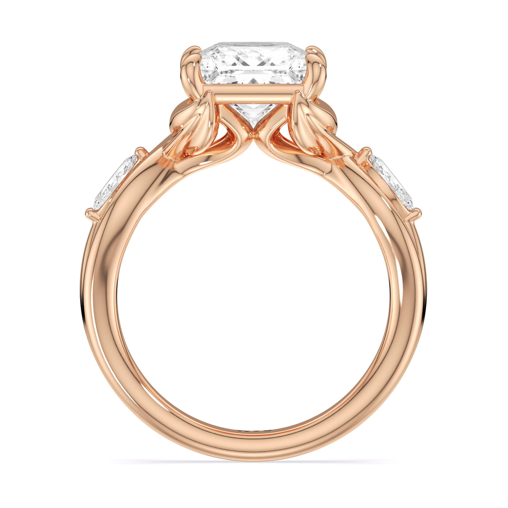 Princess Cut Garden Vine Engagement Ring with Lab Grown Diamond in 14KT Rose Gold view 4
