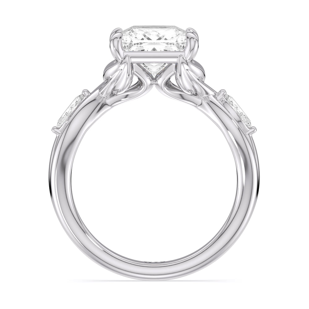Princess Cut Garden Vine Engagement Ring with Lab Grown Diamond in 14KT Platinum view 4
