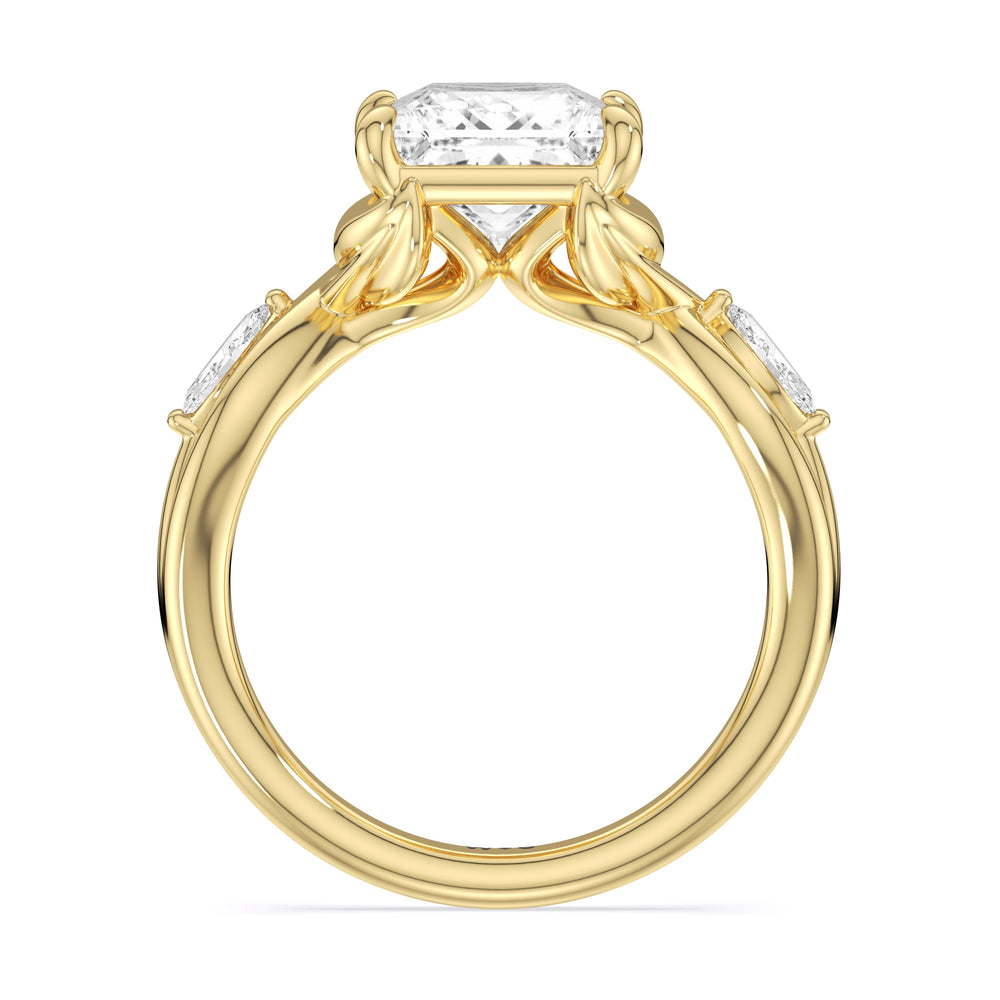 Princess Cut Garden Vine Engagement Ring with Lab Grown Diamond in 14KT Yellow Gold view 4
