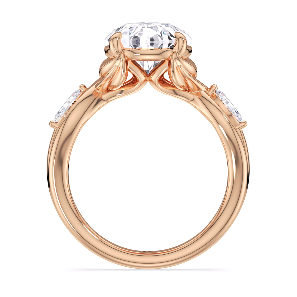 Round Cut Garden Vine Engagement Ring with Lab Grown Diamond in 14KT Rose Gold view 4
