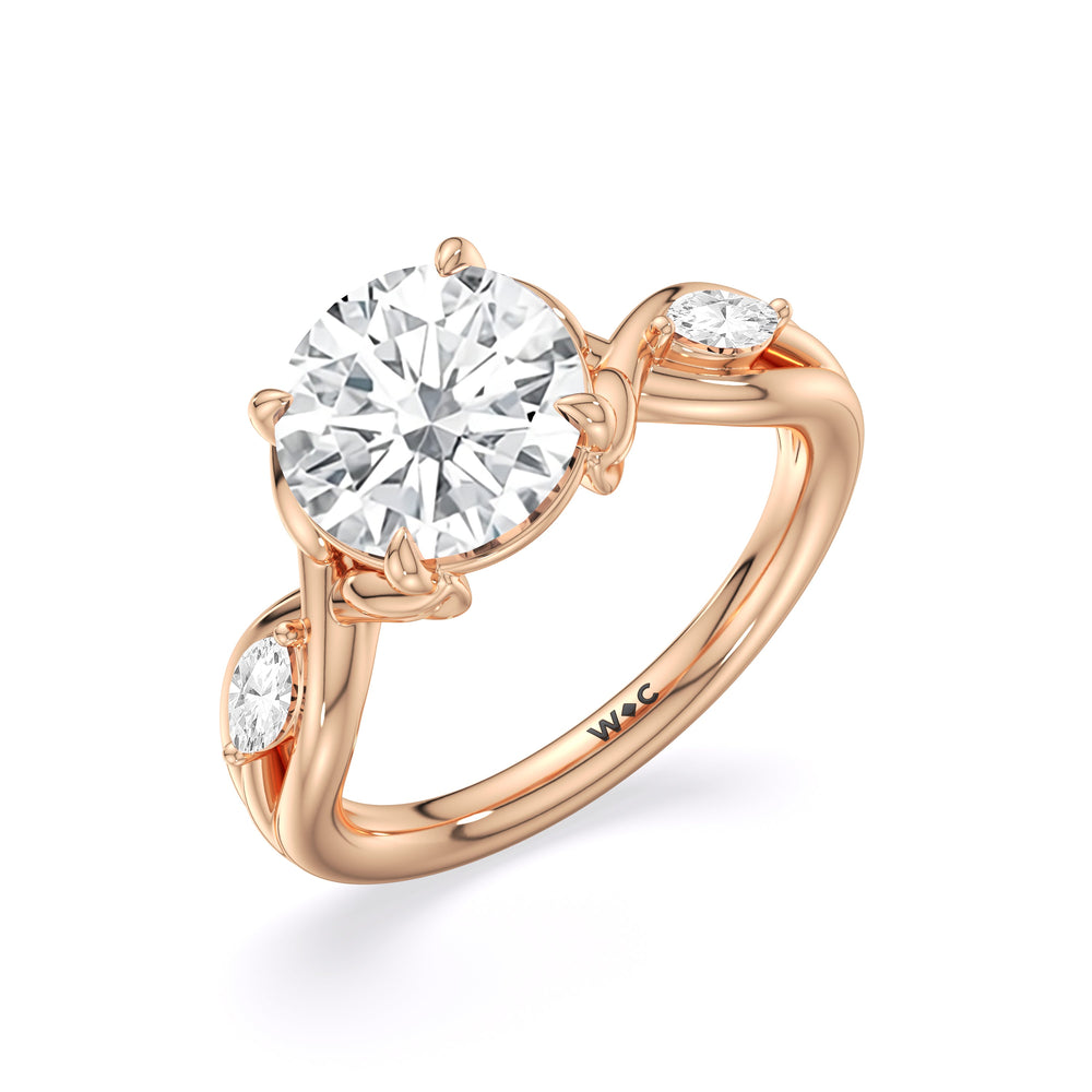 Round Cut Garden Vine Engagement Ring with Lab Grown Diamond in 14KT Rose Gold view 5
