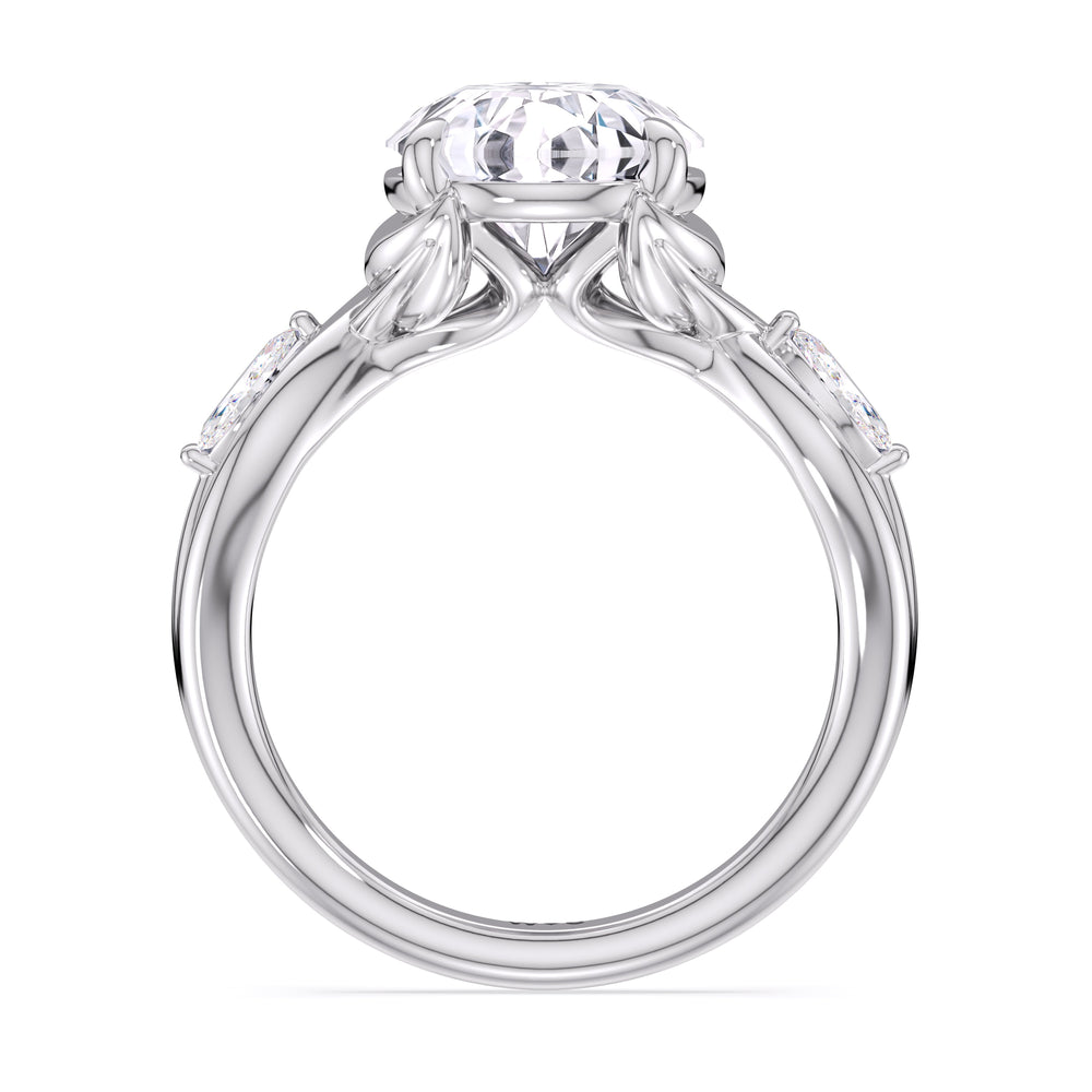 Round Cut Garden Vine Engagement Ring with Lab Grown Diamond in 14KT Platinum view 4
