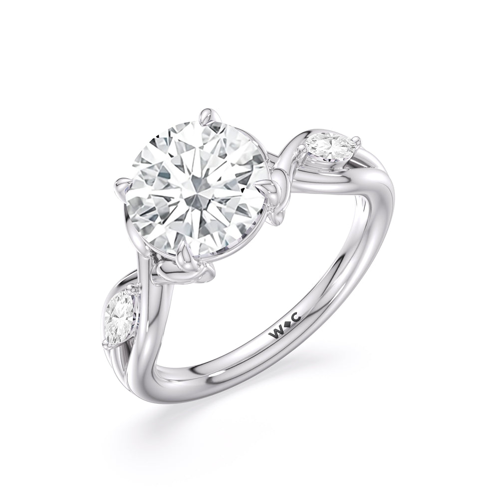 Round Cut Garden Vine Engagement Ring with Lab Grown Diamond in 14KT Platinum view 5
