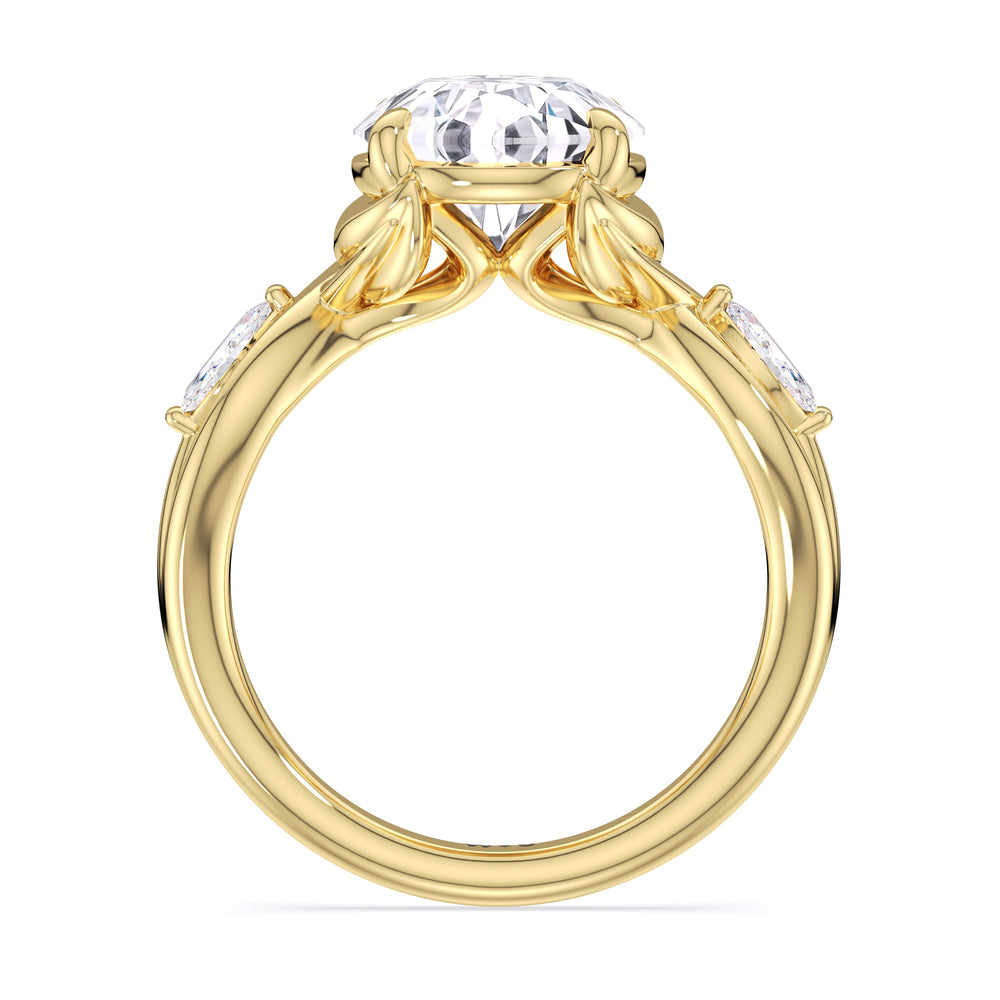 Round Cut Garden Vine Engagement Ring with Lab Grown Diamond in 14KT Yellow Gold view 4

