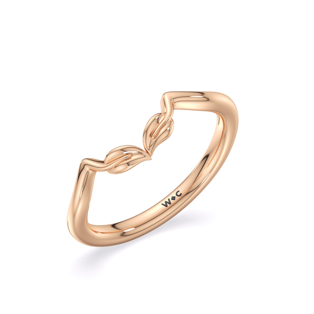 Garden Vine Wedding Band with 18KT Rose Gold Cut Diamond in 14KT Rose Gold view 4
