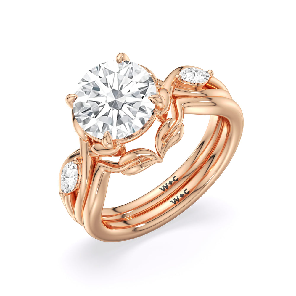 Round Cut Garden Vine Engagement Ring with Lab Grown Diamond in 14KT Rose Gold view 6
