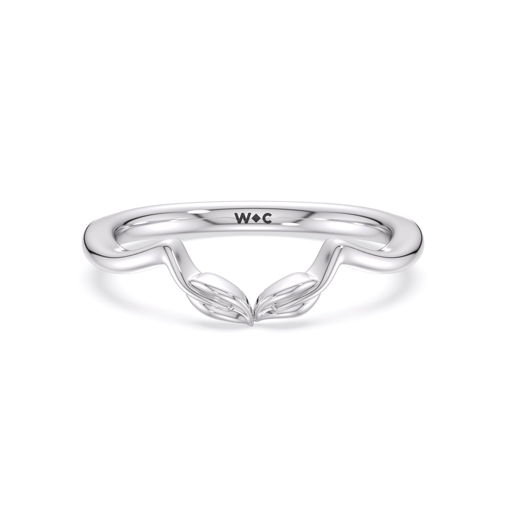Garden Vine Wedding Band with Platinum Cut Diamond in 14KT Platinum view 1
