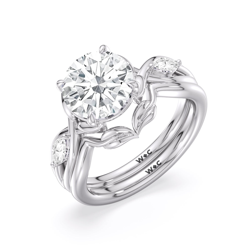 Round Cut Garden Vine Engagement Ring with Lab Grown Diamond in 14KT Platinum view 6
