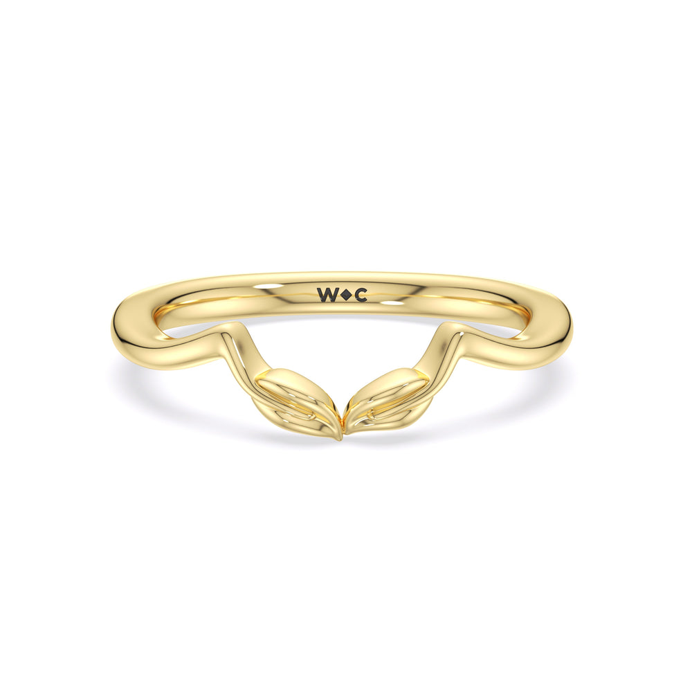 Garden Vine Wedding Band with 18KT Yellow Gold Cut Diamond in 14KT Yellow Gold view 1

