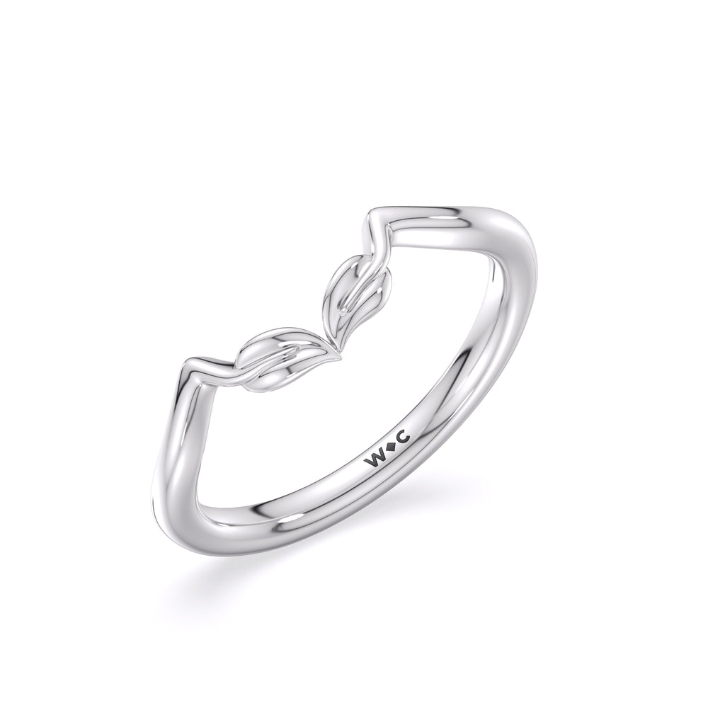 Garden Vine Wedding Band with Platinum Cut Diamond in 14KT Platinum view 4
