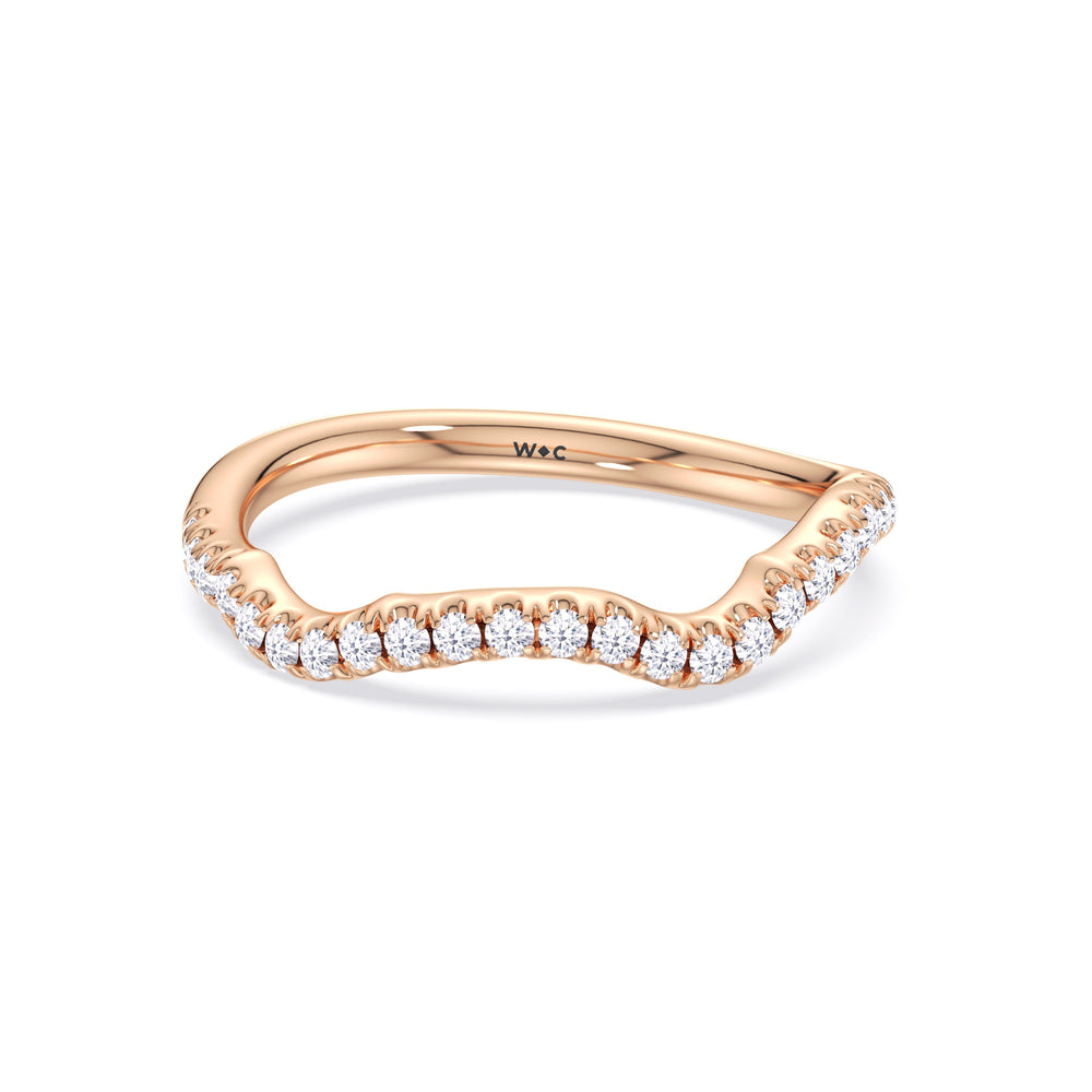 Timeless Vine Pave Diamond Wedding Band with 18KT Rose Gold Cut Diamond in 14KT Rose Gold view 1
