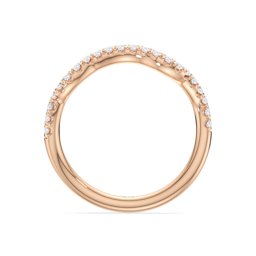 Timeless Vine Pave Diamond Wedding Band with 18KT Rose Gold Cut Diamond in 14KT Rose Gold view 2
