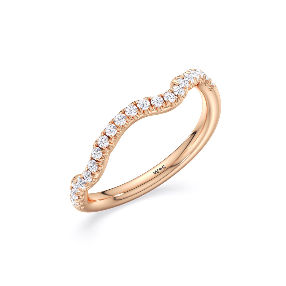 Timeless Vine Pave Diamond Wedding Band with 18KT Rose Gold Cut Diamond in 14KT Rose Gold view 4
