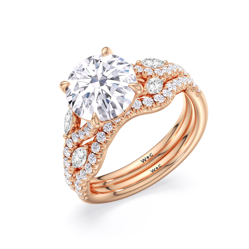 Timeless Vine Pave Engagement Ring with Round Cut Diamond in 14KT Rose Gold view 6
