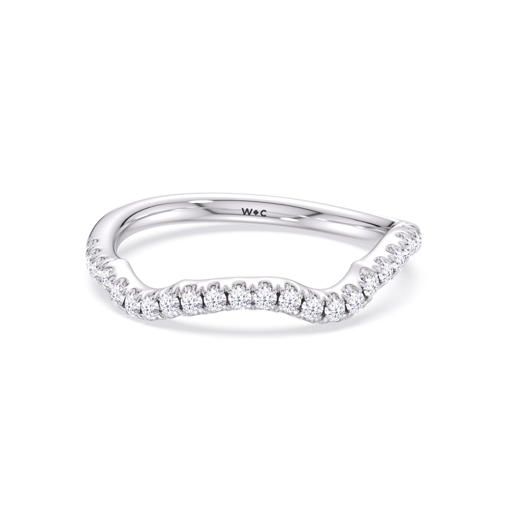 Timeless Vine Pave Diamond Wedding Band with Platinum Cut Diamond in 14KT Platinum view 1
