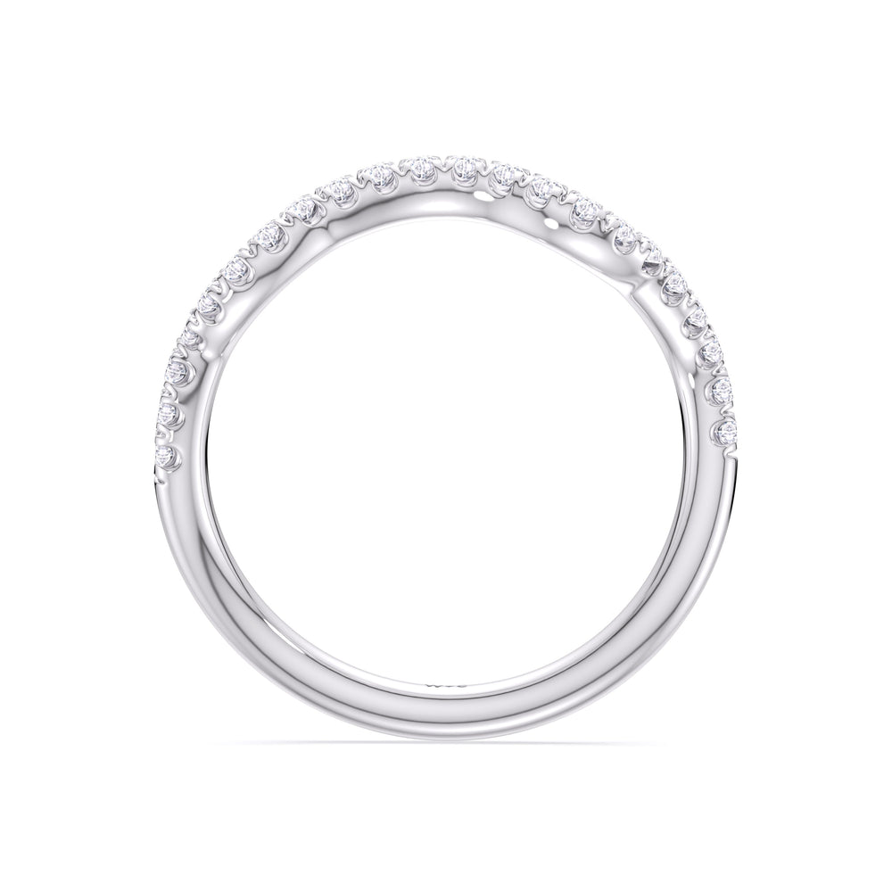 Timeless Vine Pave Diamond Wedding Band with Platinum Cut Diamond in 14KT Platinum view 2
