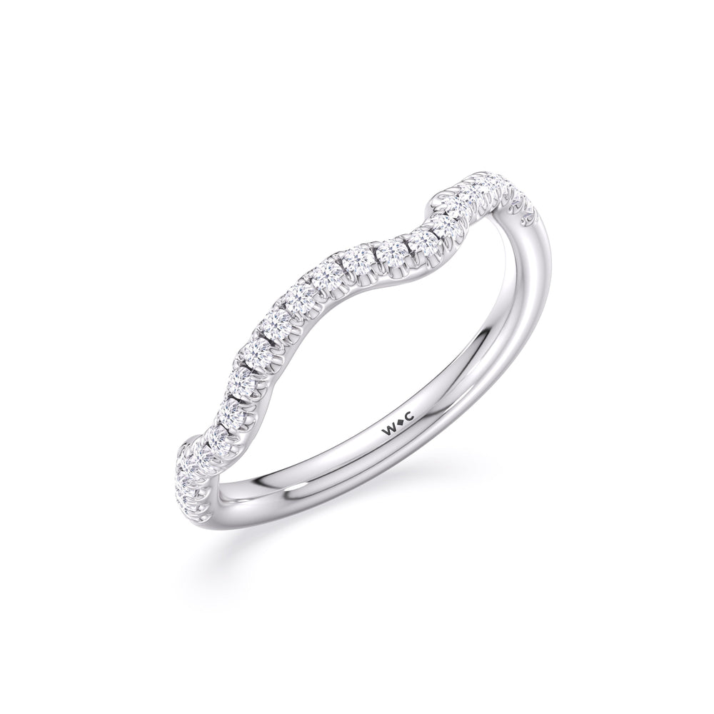 Timeless Vine Pave Diamond Wedding Band with Platinum Cut Diamond in 14KT Platinum view 4
