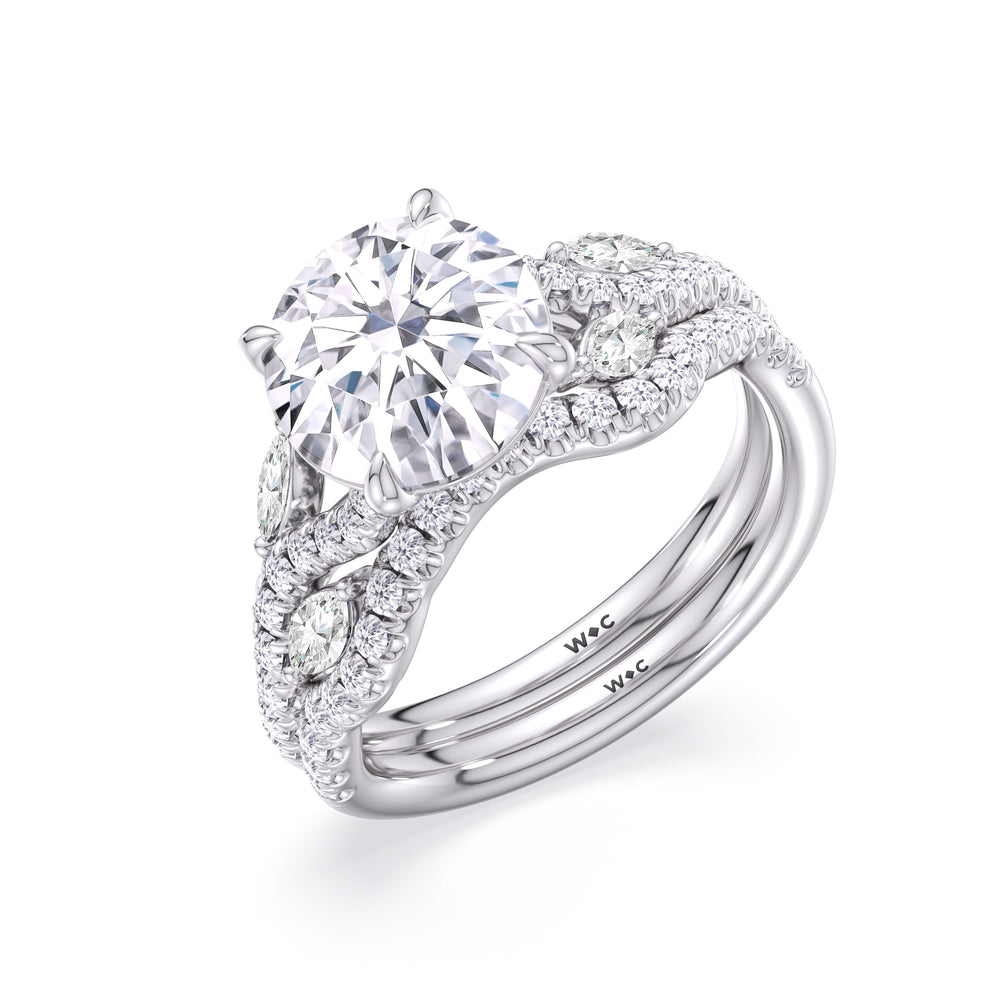 Timeless Vine Pave Engagement Ring with Radiant Cut Diamond in 14KT Platinum view 6
