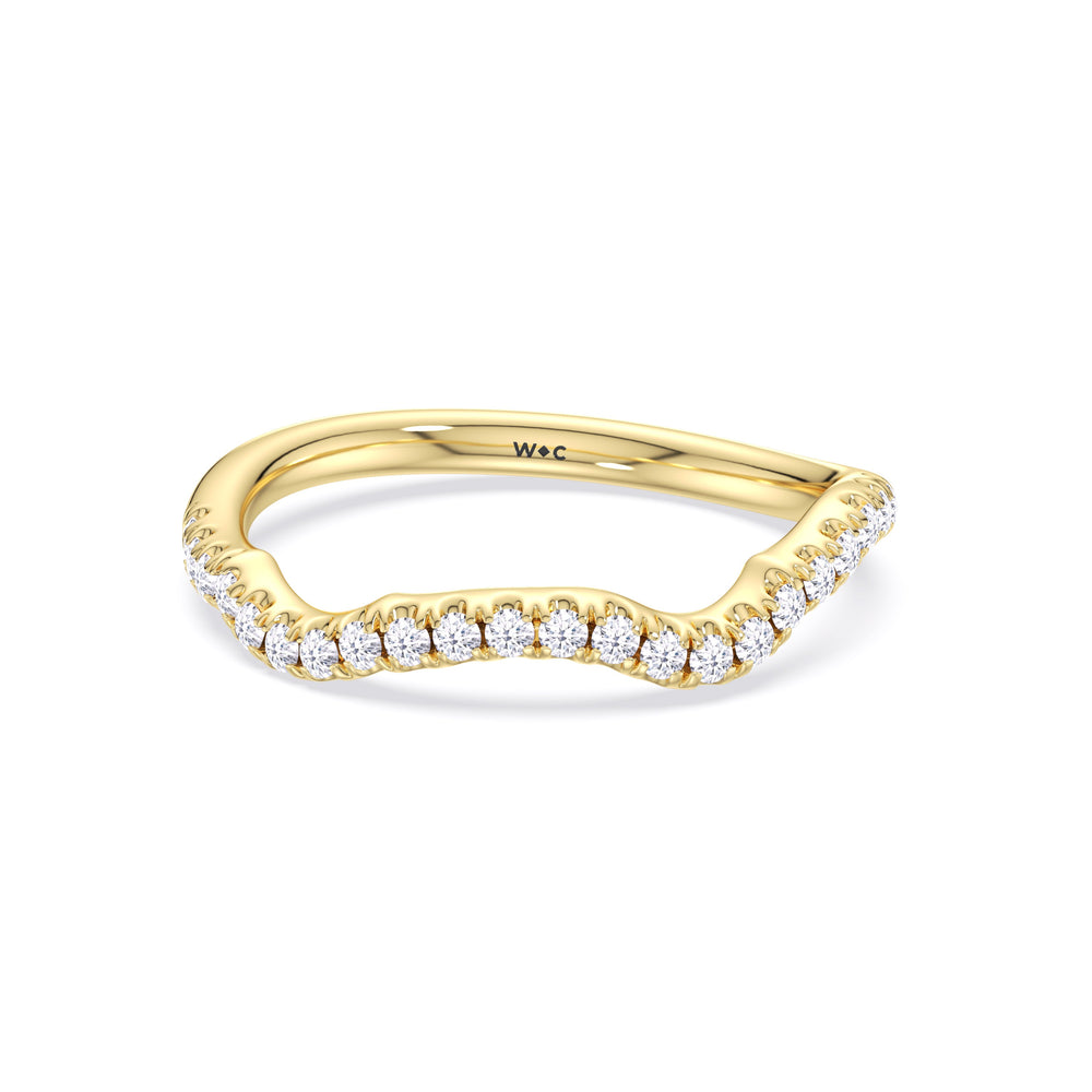 Timeless Vine Pave Diamond Wedding Band with 18KT Yellow Gold Cut Diamond in 14KT Yellow Gold view 1
