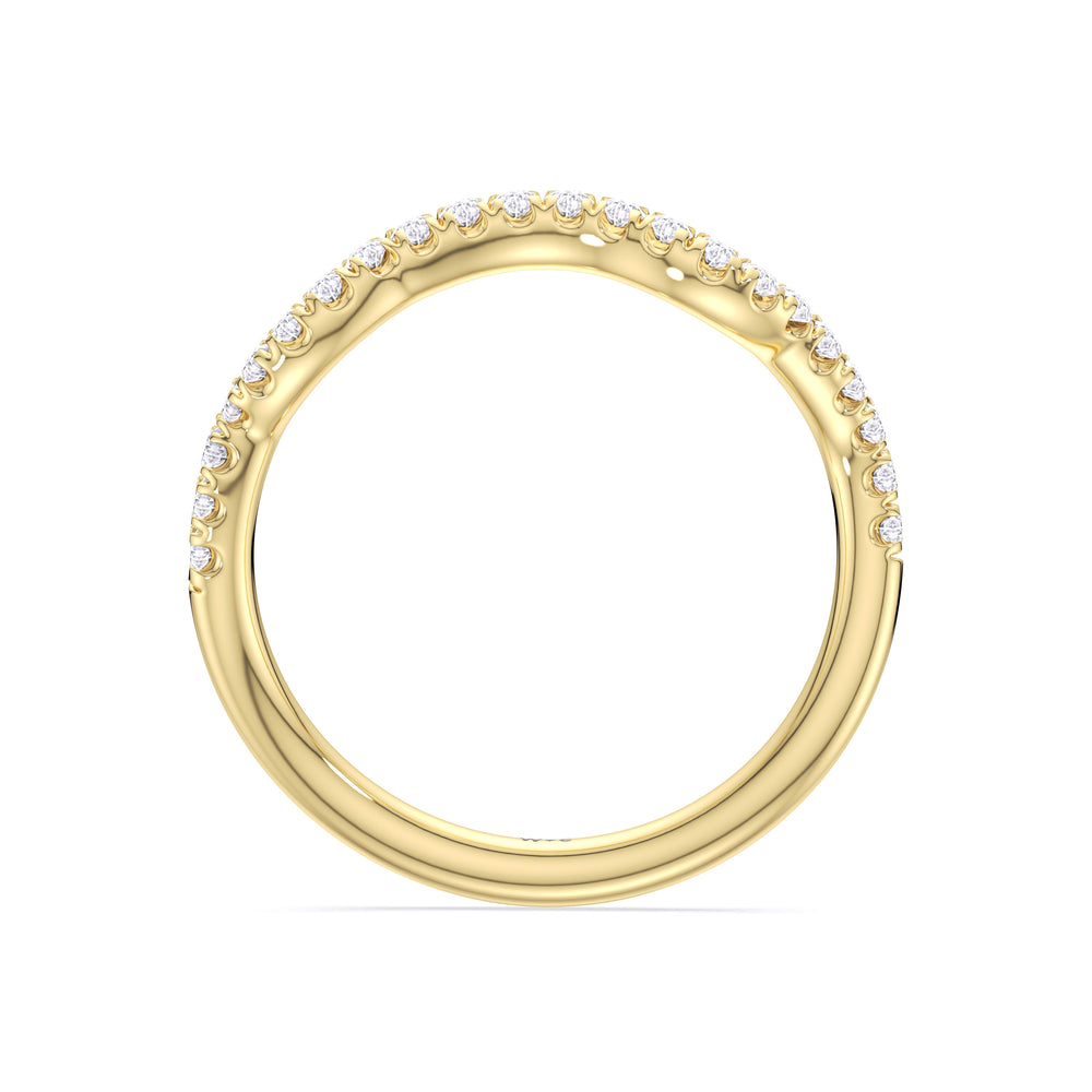 Timeless Vine Pave Diamond Wedding Band with 18KT Yellow Gold Cut Diamond in 14KT Yellow Gold view 2
