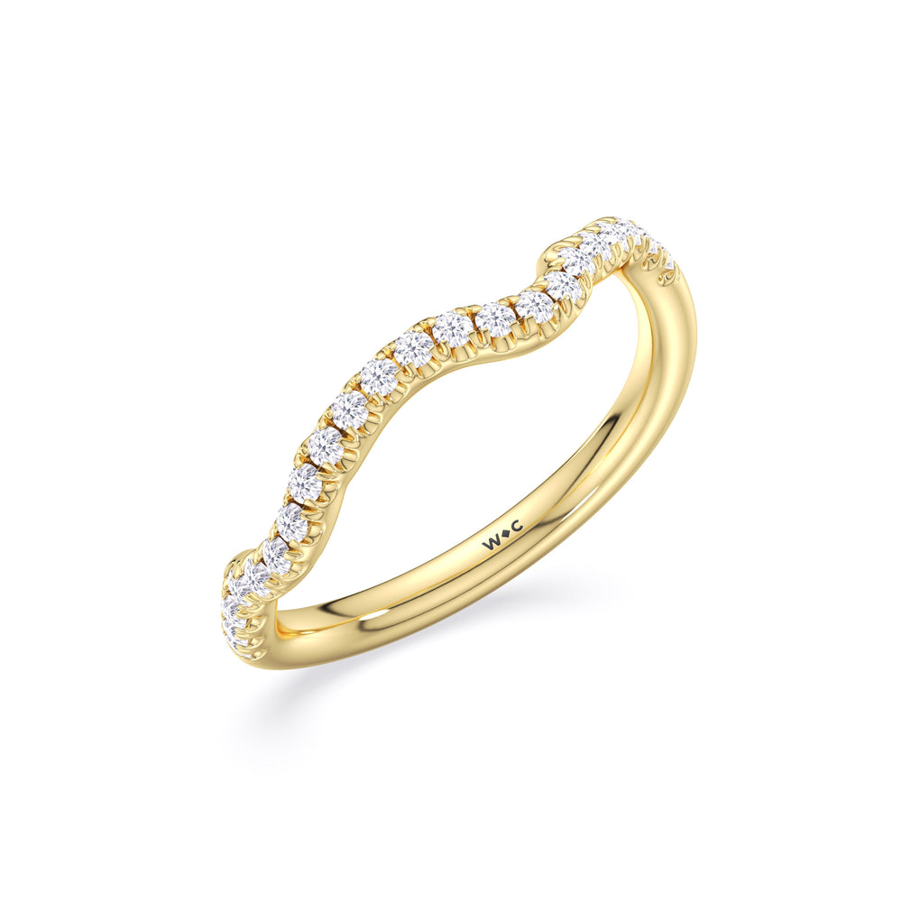 Timeless Vine Pave Diamond Wedding Band with 18KT Yellow Gold Cut Diamond in 14KT Yellow Gold view 4
