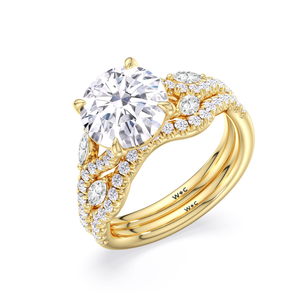 Timeless Vine Pave Engagement Ring with Oval Cut Diamond in 14KT Yellow Gold view 6
