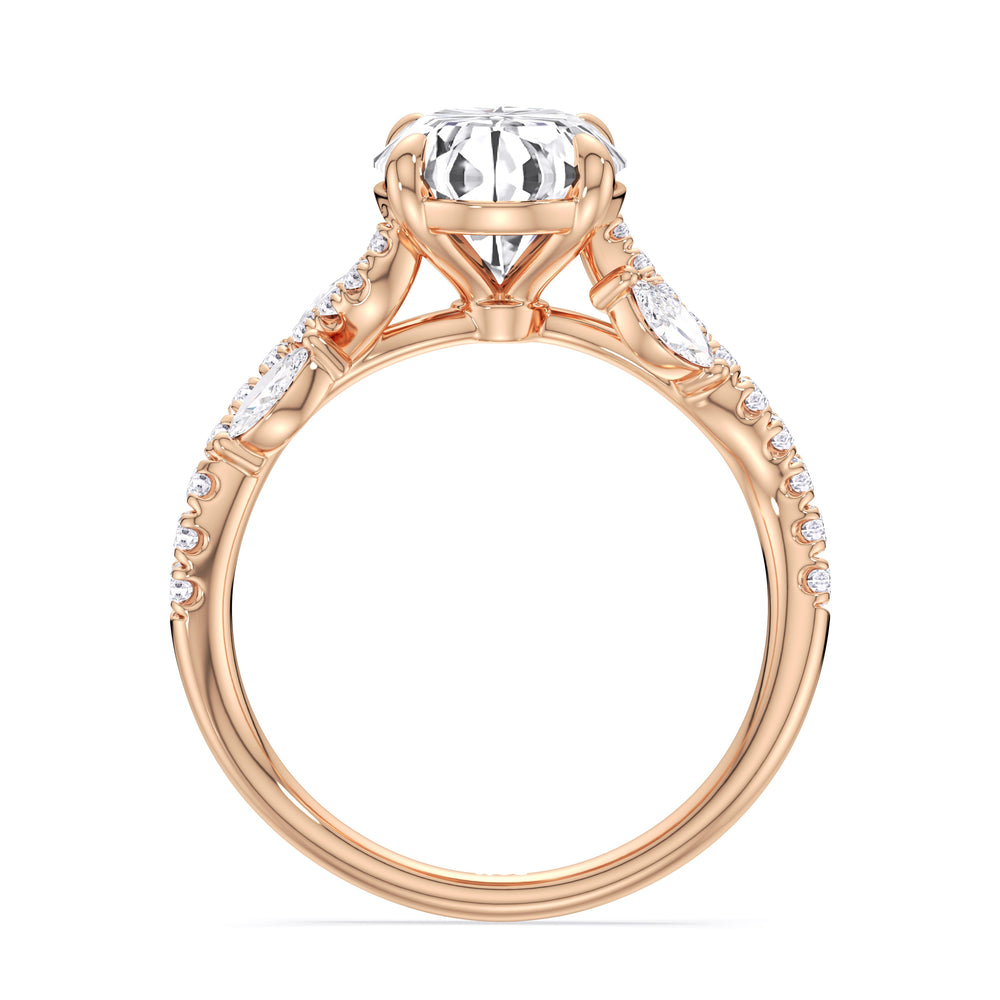 Timeless Vine Pave Engagement Ring with Oval Cut Diamond in 14KT Rose Gold view 4
