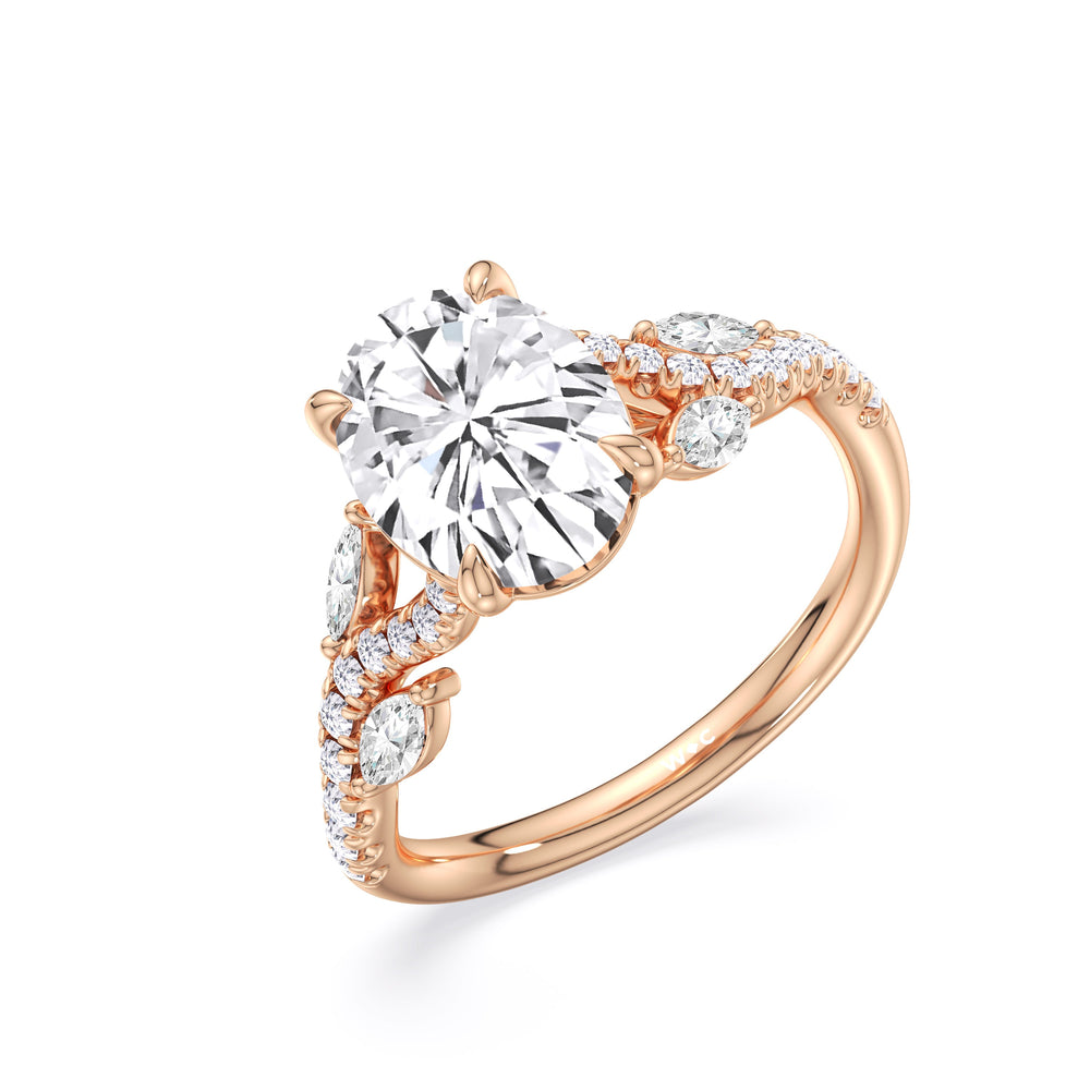 Timeless Vine Pave Engagement Ring with Oval Cut Diamond in 14KT Rose Gold view 5
